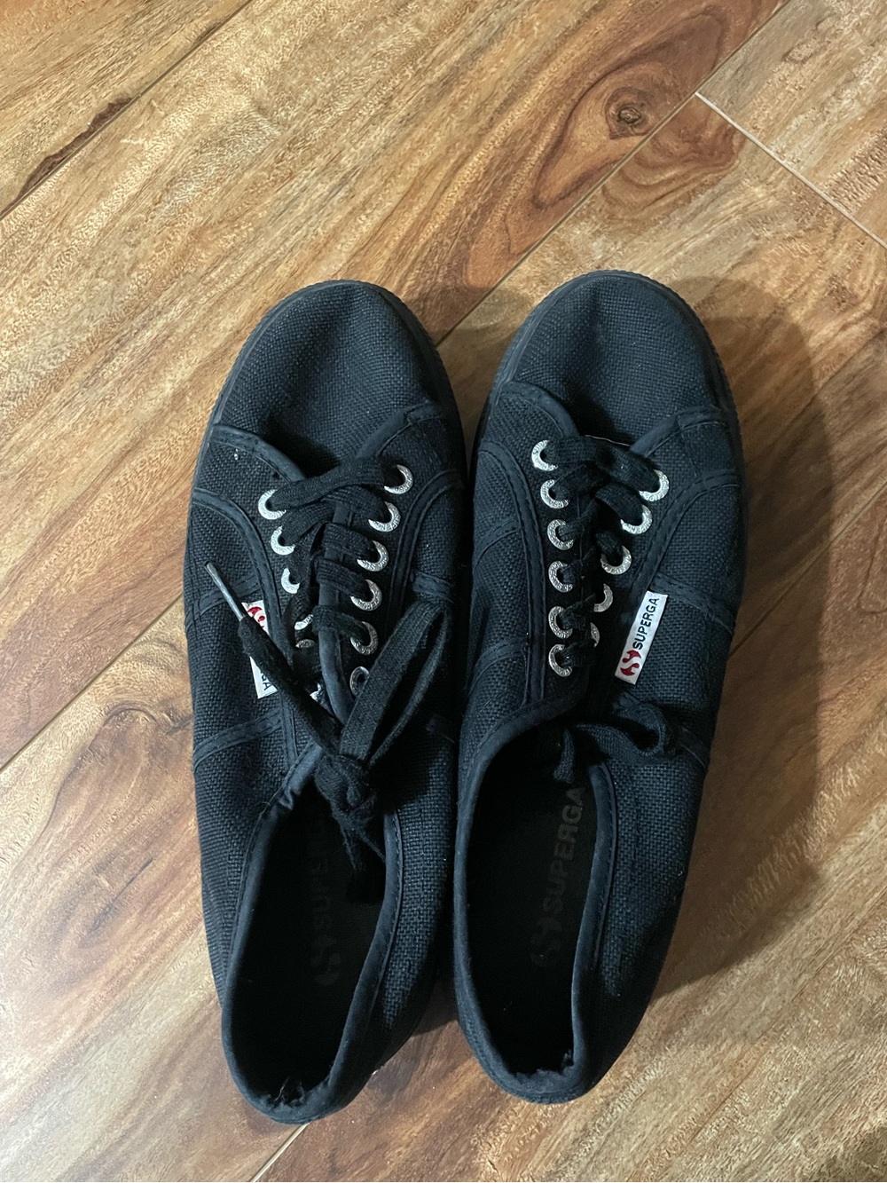 Superga Black Canvas Lace-Up Sneakers